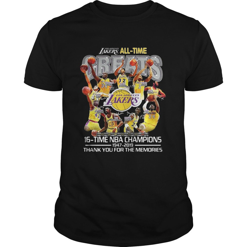 Los Angeles Lakers All Time 16 Time Nba Champions Shirt